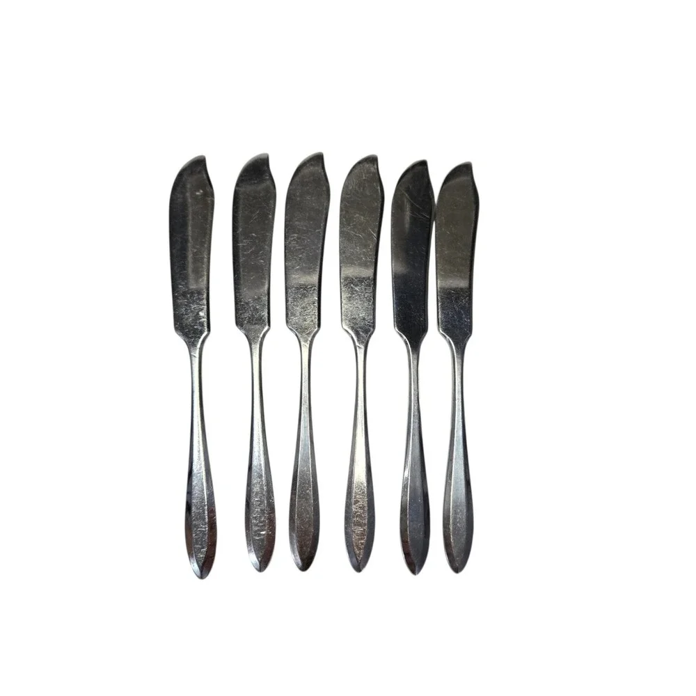 Vintage 1914 Oneida Patrician Silverplate Butter Spreaders Monogram N Set of 6
